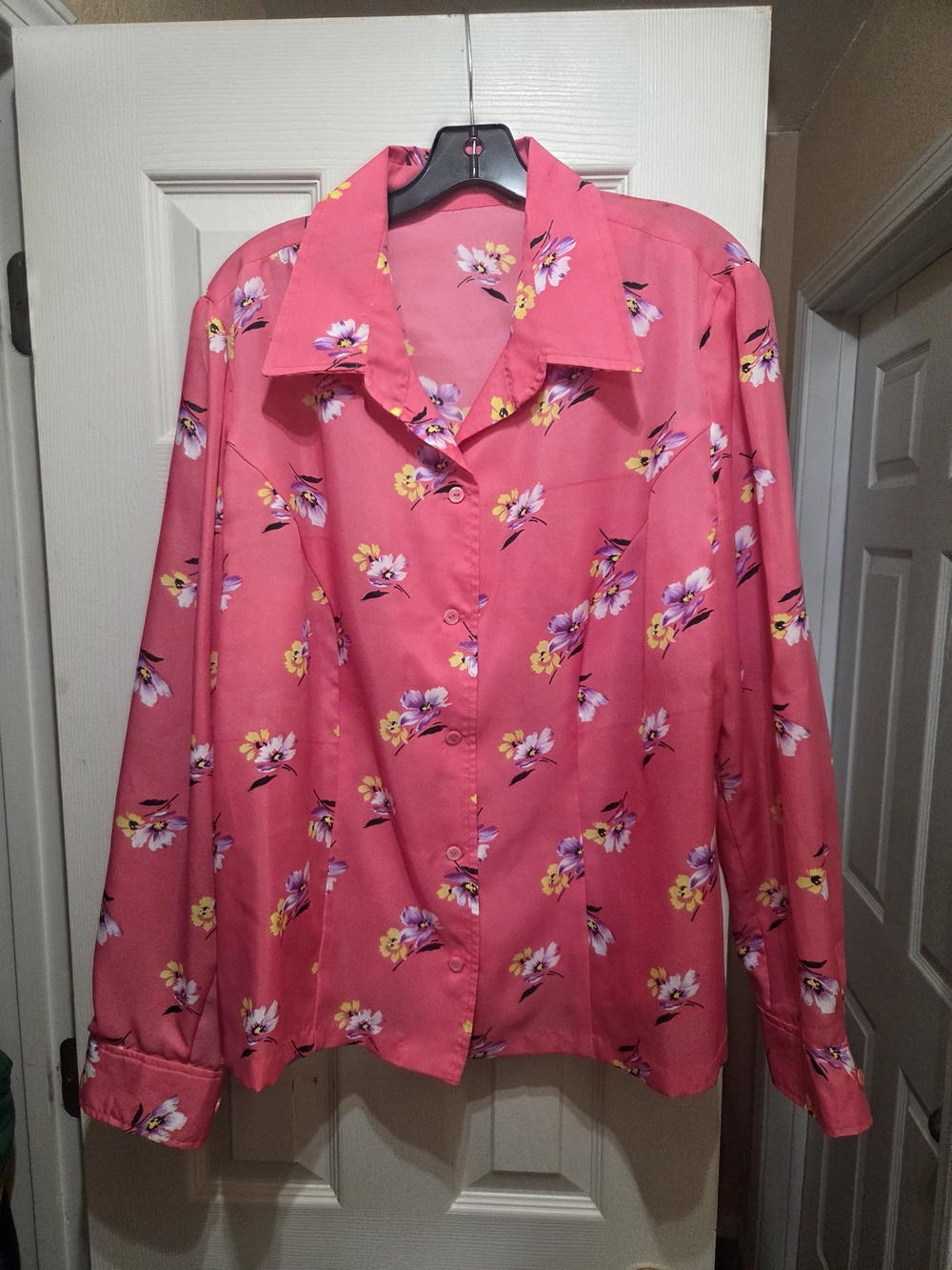 Women's Pink Floral Button-Down Shirt